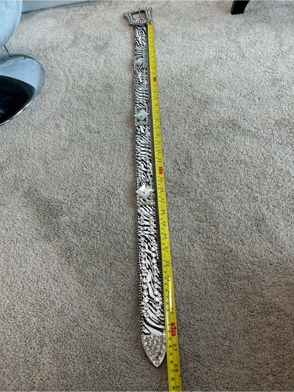 Western Rhinestone Zebra Print Statement Belt rodeo cowgirl stampede sparkly M - Picture 4 of 6